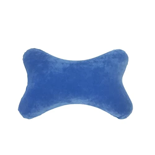 Bookishbunny 2 Packs Dog Bone Shaped Travel Neck Memory Foam Pillows With Removable Velvet Cover For Car Bus Truck Driving Comfort Head Rest Support (Blue) 2 Bookishbunny 2 Packs Dog Bone Shaped Travel Neck Memory Foam Pillows With Removable Velvet Cover For Car Bus Truck Driving Comfort Head Rest Support (Blue) - Image 2