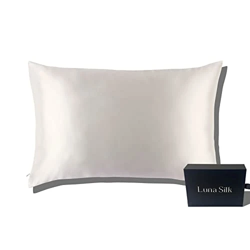 UNASILK Mulberry Silk Pillowcase For Hair And Skin - 100% Pure Silk, White,King Size, 20x36, With Hiden Zipper, Pillowcase For Acne, Anti Aging, Acne Free, Ideal For Curly Hair 1 UNASILK Mulberry Silk Pillowcase For Hair And Skin - 100% Pure Silk, White,King Size, 20x36, With Hiden Zipper, Pillowcase For Acne, Anti Aging, Acne Free, Ideal For Curly Hair