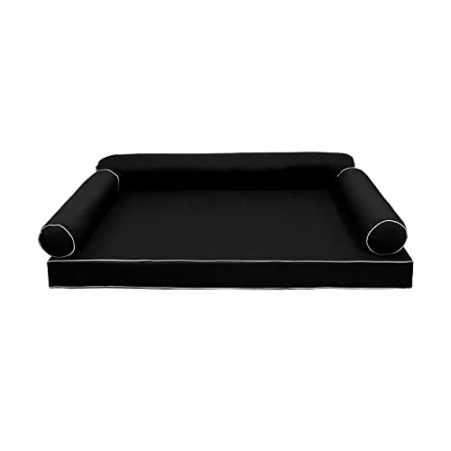 Caripeloy Cover ONLY-Style 6 Outdoor Daybed Mattress Bolster Pillow Slipcovers Contrast Pipe Trim Twin Size - AD109 2 Caripeloy Cover ONLY-Style 6 Outdoor Daybed Mattress Bolster Pillow Slipcovers Contrast Pipe Trim Twin Size - AD109 - Image 2