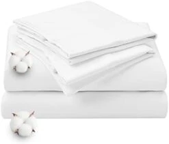 100% Egyptian Cotton 1000 Thread Count King Size Sheets Set,Bed Sheet 4 Piece Sets,16 Inches Deep Pocket,Bedding Super Soft Breathable,Sateen Weave Long Staple Comforterble,All Season,White -Amazon Shop 31 Hd6PFfIL. AC