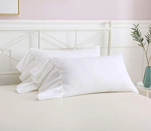 2-Pack Bright White Pillow Cases Shams Covers With Long Ruffles Shabby Chic Egypt Cotton King Size 20"X36"Soft Boudoir 7 2-Pack Bright White Pillow Cases Shams Covers With Long Ruffles Shabby Chic Egypt Cotton King Size 20"X36"Soft Boudoir - Image 7