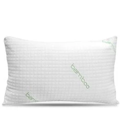 King Size Bamboo Pillow - Bed Pillows For Sleeping, Adjustable With Shredded Memory Foam – Back, Stomach, Side Sleeper, Washable, Removable Cover With Zipper - King (Pack Of 1)