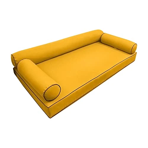 DBM IMPORTS *Cover ONLY*-Style 6 Outdoor Daybed Mattress Bolster Pillow Slipcovers Contrast Pipe Trim Twin-XL Size - AD108 1 DBM IMPORTS *Cover ONLY*-Style 6 Outdoor Daybed Mattress Bolster Pillow Slipcovers Contrast Pipe Trim Twin-XL Size - AD108