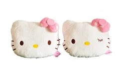 WQURC 2PCS Lovely Car Neck Rest Pillows Plush Surface PP Cotton Inside Blink & Open Eyes