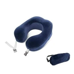 Wo Yuan Travel Pillow-100% Pure Memory Foam Neck Pillow (Blue)