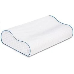 Memory Foam Contour Pillow, Neck Support Cervical Bed Pillow For Sleeping, Side Sleeper - Relieve Neck Pain With Washable Zippered Soft Cover