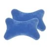Bookishbunny 2 Packs Dog Bone Shaped Travel Neck Memory Foam Pillows With Removable Velvet Cover For Car Bus Truck Driving Comfort Head Rest Support (Blue)