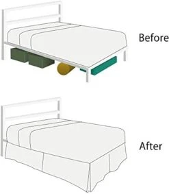 36 Inch Drop Twin XL Size Dorm Bed White Solid Bed Skirt Lightweight Ruffled Pattern Split Corner Premium Hotal Quality With Flexible Elastic & Fade Resistent