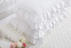 2-Pack Bright White Pillow Shams Pillowcases With Lace And Ruffles Cotton Queen Size 20"X30" Shabby Chic -Amazon Shop 316UACSOPhL