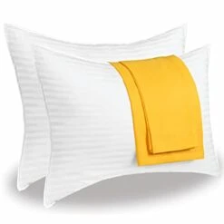 Om're Premium Hotel Collection Bed Pillows Queen Size Set Of 2 With Pillow Cases - 100% Virgin Gel Fiber Down Alternative Pillow - Colling Cotton Pillow Case - For Back, Stomach Or Side Sleepers…