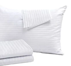 4 Pack Standard Pillow Protectors With Zipper, Soft Quiet Cotton Sateen, Effective Dust Protection, Stay In Place Pillow Covers, Ideal For Home, Guests, Rentals (20x26 Inches)