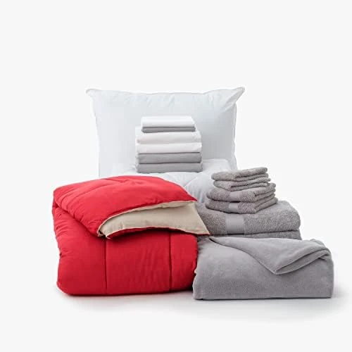 OCM Core Dorm Essentials Value Pack - 16 Piece Twin XL Set | Twin XL Bedding, Mattress Pad, Comforter, Sheets, Towels And Blanket | Black And Gray | Classic Solids 9 OCM Core Dorm Essentials Value Pack - 16 Piece Twin XL Set | Twin XL Bedding, Mattress Pad, Comforter, Sheets, Towels And Blanket | Black And Gray | Classic Solids - Image 9