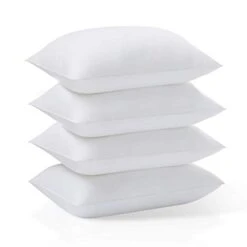 Down Hotel Quality Bed Pillows For Sleeping,Premium 3D Plush Fiber-Reduces Neck Pain,Breathable Cooling Cover Skin-Friendly, Standard (Pack Of 4), White 4 Count
