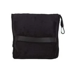 BlueHills Premium Soft Tall Travel Blanket Pillow Airplane Flight Blanket Long 70 X 48 Inch Throw In Bag Pillow Case With Hand Luggage Belt & Backpack Clip Compact Pack Large Blanket Long Black T054