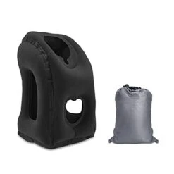 ExiBryony Inflatable Travel Pillow Sleeping Support Neck And Head Comfortably, Used For Airplane/Train/Office/Car, Anti-Asphyxiation (Black)