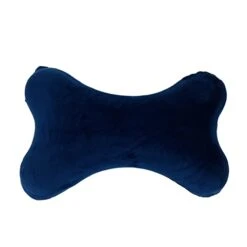 Bookishbunny 2pk Dog Bone Shaped Travel Neck Pillows With Washable Removable Case Memory Foam Car Bus Truck Driving Comfort Head Rest Support (Navy)