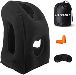 HAIYANLE Inflatable Travel Pillow - Multifunctional Travel Pillow For Adult Chin Supporting Travel Neck Pillow Airplane Sleeper Office Napping Pillow With Eye Mask, Earplugs And Portable Bag -Amazon Shop 31MT43w5 xL. AC