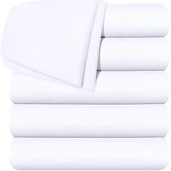 Utopia Bedding Flat Sheets - Pack Of 6 - Soft Brushed Microfiber Fabric - Shrinkage & Fade Resistant Top Sheets - Easy Care (Twin, White)