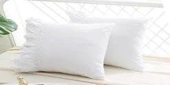2-Pack White Pillow Shams Shabby Chic Pillowcases With Lace Ruffles Vintage Pillow Covers Cotton Queen Size 20"X30" Luxury Elegant -Amazon Shop 31P9eq37FcL. AC