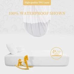 And Sound Queen Mattress Protector, Premium 100% Waterproof Mattress Cover, Noiseless Breathable Soft, Fitted Deep Pocket 8-21 Inch Bed Cover, Vinyl Free -Amazon Shop 31SVKZ8vSDL