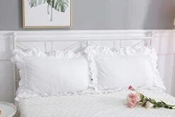 2-Pack Bright White Pillow Shams Pillowcases With Lace And Ruffles Cotton Queen Size 20"X30" Shabby Chic -Amazon Shop 31UJwXwFGVL
