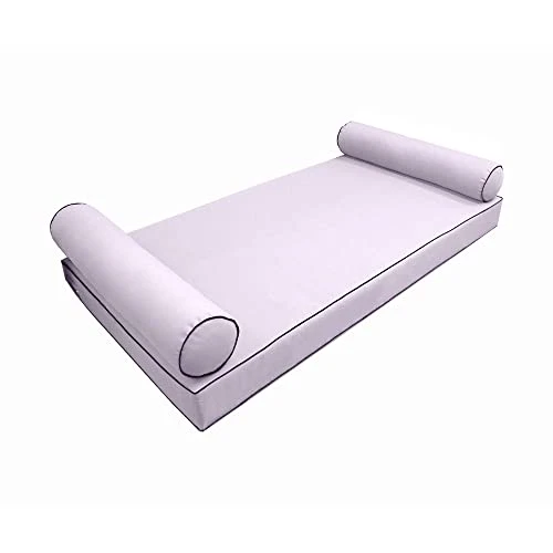 DBM IMPORTS *Cover ONLY*-Style 5 Outdoor Daybed Mattress Bolster Pillow Slipcovers Contrast Pipe Trim Twin Size - AD107 1 DBM IMPORTS *Cover ONLY*-Style 5 Outdoor Daybed Mattress Bolster Pillow Slipcovers Contrast Pipe Trim Twin Size - AD107