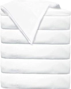 Twin Flat Sheets Only - 6 Pack Bulk White Sheets For Massage Table, Hospital Bed, Home, Air Bnb Essentials, Dorm Decorations- Made Of Microfiber Fabric For Soft Feel