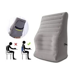 ZNALDP Inflatable Lumbar Support Pillow Blow Up Travel Back Cushion Support For Lower Back Pain Office Chair Gaming Sitting Car Seat Backrest Ergonomic Body Pillow (Grey)