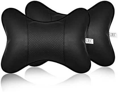 DS. DISTINCTIVE STYLE Car Neck Pillow 2 Pieces PU Leather Travel Pillow For Head Rest Neck Support For Car Seat - Black 7 DS. DISTINCTIVE STYLE Car Neck Pillow 2 Pieces PU Leather Travel Pillow For Head Rest Neck Support For Car Seat - Black - Image 7