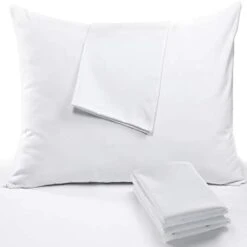 4 Pack Standard Pillow Protectors With Zipper, Soft Quiet Cotton Sateen, Effective Dust Protection, Stay In Place Pillow Covers, Ideal For Home, Guests, Rentals (20x26 Inches) -Amazon Shop 31Xm XnZFL. AC