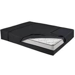 Waterproof Canvas Mattress Storage Bag For Moving And Storage – Reusable Heavy Duty Mattress Bag With Zipper And Lifting & Moving Straps(Black, Queen)