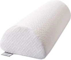 Half Moon Bolster Semi-Roll Pillow - Ankle And Knee Support - Leg Elevation - Back, Lumbar, Neck Pain Relief - Pad For Side And Stomach Sleepers - Premium Quality Memory Foam - Breathable Cover -Amazon Shop 31cMfIOhZWL. AC
