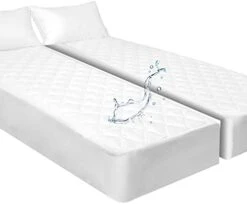Waterproof Quilted Split Top King Mattress Protector Pad For Adjustable Bed With Upper Flex Soft Padded Topper Noiseless Fitted Matress Cover 32-34" Split From Head -Amazon Shop 31dNEABLntL. AC