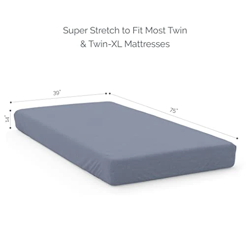 Natemia 1-Piece Fitted Twin Size Sheet - 100% Organic Cotton - 39”x 75” For Standard Twin Mattress Up To 16”- Ultra Soft Jersey Knit Cotton 2 Natemia 1-Piece Fitted Twin Size Sheet - 100% Organic Cotton - 39”x 75” For Standard Twin Mattress Up To 16”- Ultra Soft Jersey Knit Cotton - Image 2