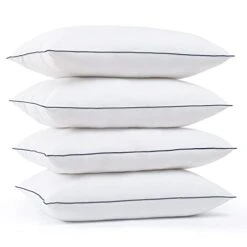Bed Pillows For Sleeping - Queen Size(20"x28") Set Of 4 Pillows Allergy Friendly Microfiber Shell Fluffy Down Alternative Filling Breathable Pillow Suitable Back Stomach Or Side Sleepers