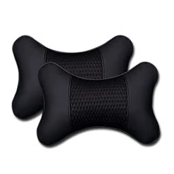 VVHOOY 2 Pack Car Headrest Pillow PU Leather Car Neck Pillow For Driving Seat Breathable Automotive Neck Support Adjustable Cute Auto Neck Pillow Neck Shoulder Pain Relief For Travel(Black)