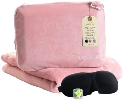 Travellow Travel Pillow And Blanket Set - 4-in-1 Ultimate Travel Kit With Memory Foam Pillow, Travel Blanket, Sleep Mask, And Earplugs-Ultimate Comfort And Coziness For Your Journeys - Blue 7 Travellow Travel Pillow And Blanket Set - 4-in-1 Ultimate Travel Kit With Memory Foam Pillow, Travel Blanket, Sleep Mask, And Earplugs-Ultimate Comfort And Coziness For Your Journeys - Blue - Image 7