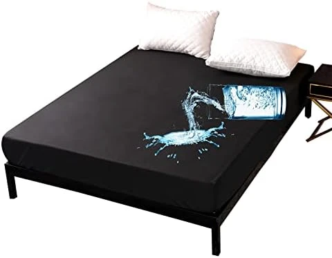 Waterproof Mattress Protector Cover Queen Size 14 Inches Deep Pocket Polyester Bed Cover Solid Color Fitted Sheet (60‘’x80‘’ (Aqua Blue, Queen) 8 Waterproof Mattress Protector Cover Queen Size 14 Inches Deep Pocket Polyester Bed Cover Solid Color Fitted Sheet (60‘’x80‘’ (Aqua Blue, Queen) - Image 8