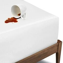 Ioweaves Organic Waterproof Mattress Protector – GOTS Certified Organic Cotton King Mattress Cover With Breathable Piqué Weave Top Layer – 20 Inch Deep Pocket, White