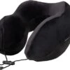 Brookstone Travel Pillow - 100% Memory Foam Ultra Form Contoured Ergonomic Super Soft Airplane Head And Neck Pillow, Black