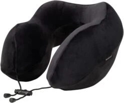 Brookstone Travel Pillow - 100% Memory Foam Ultra Form Contoured Ergonomic Super Soft Airplane Head And Neck Pillow, Black
