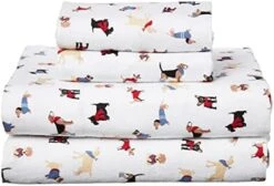 Flannel Sheet Set Cotton Soft Warm & Cozy Modern Chic With Elastic Deep Pockets, King, Dogs White -Amazon Shop 41 5r7g8rrL. AC
