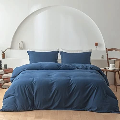 Twin Duvet Cover Navy Blue 3 Pieces Hotel Bedding Set 100% Washed Microfiber Soft And Breathable Comforter Cover With Zipper Closure & Corner Ties 13 Twin Duvet Cover Navy Blue 3 Pieces Hotel Bedding Set 100% Washed Microfiber Soft And Breathable Comforter Cover With Zipper Closure & Corner Ties - Image 13