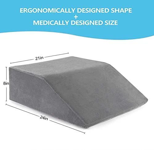 Joybest Leg Elevation Pillow With Removable Cover 8 Inch Memory Foam Leg Rest Pillow For Sleeping, Blood Circulation Wedge Pillows Relieve Leg, Knee, Hip And Lower Back Pain (Grey) 2 Joybest Leg Elevation Pillow With Removable Cover 8 Inch Memory Foam Leg Rest Pillow For Sleeping, Blood Circulation Wedge Pillows Relieve Leg, Knee, Hip And Lower Back Pain (Grey) - Image 2