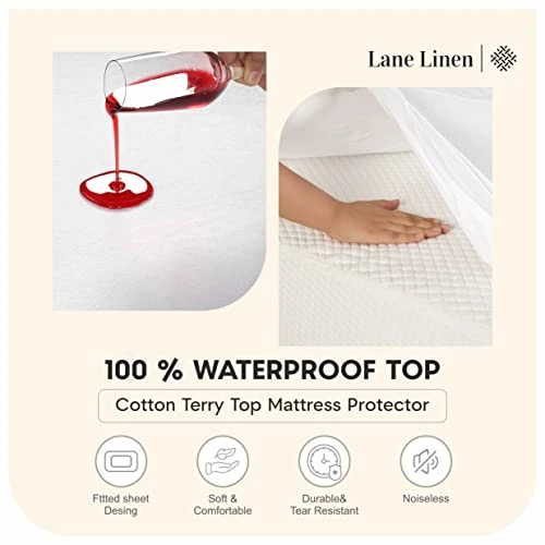 100% Waterproof Mattress Protector Queen, White Queen Mattress Protector, Cotton Terry Queen Mattress Cover, Soft Breathable & Noiseless Bed Cover, Elastic Fitted 8"-20" Deep Pocket - White 4 100% Waterproof Mattress Protector Queen, White Queen Mattress Protector, Cotton Terry Queen Mattress Cover, Soft Breathable & Noiseless Bed Cover, Elastic Fitted 8"-20" Deep Pocket - White - Image 4