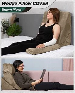 Lunix Replacement Cover For LX6 3pcs Wedge Pillow Set, Foam Not Included - Brown Plush -Amazon Shop 412IITuH9jS