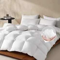All Season Goose Down Comforter Corner Tabs-Baffle Box Design Duvet Insert Queen Size-Ultra Soft 750 Fill Power 46 Oz Feather Down Fill-Hotel Collection-Medium Warmth (90x90, White) -Amazon Shop 412Pu3X898L. AC
