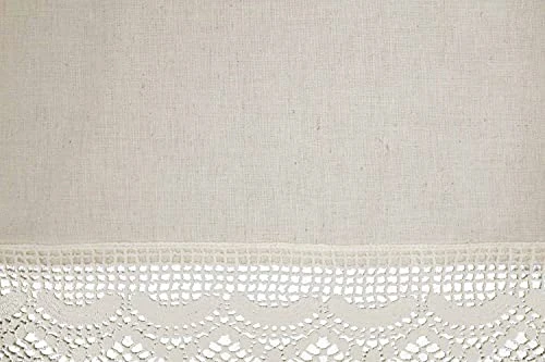 Flax And Lace Queen Bed Skirt, 16" Drop, Natural Cream Dust Ruffle With Crochet Lace Trim, Vintage Farmhouse, Boho 2 Flax And Lace Queen Bed Skirt, 16" Drop, Natural Cream Dust Ruffle With Crochet Lace Trim, Vintage Farmhouse, Boho - Image 2