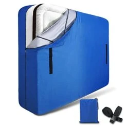 Marine Moon King Mattress Bag For Moving And Storage, Waterproof Mattress Storage Bag With 8 Heavy Duty Handles, Reusable Mattress Moving Bag With Zipper, Tarp Mattress Cover For Moving, Moving Bags