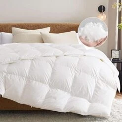 All Season Goose Down Comforter Corner Tabs-Baffle Box Design Duvet Insert Queen Size-Ultra Soft 750 Fill Power 46 Oz Feather Down Fill-Hotel Collection-Medium Warmth (90x90, White) -Amazon Shop 413CrtW JL. AC 2